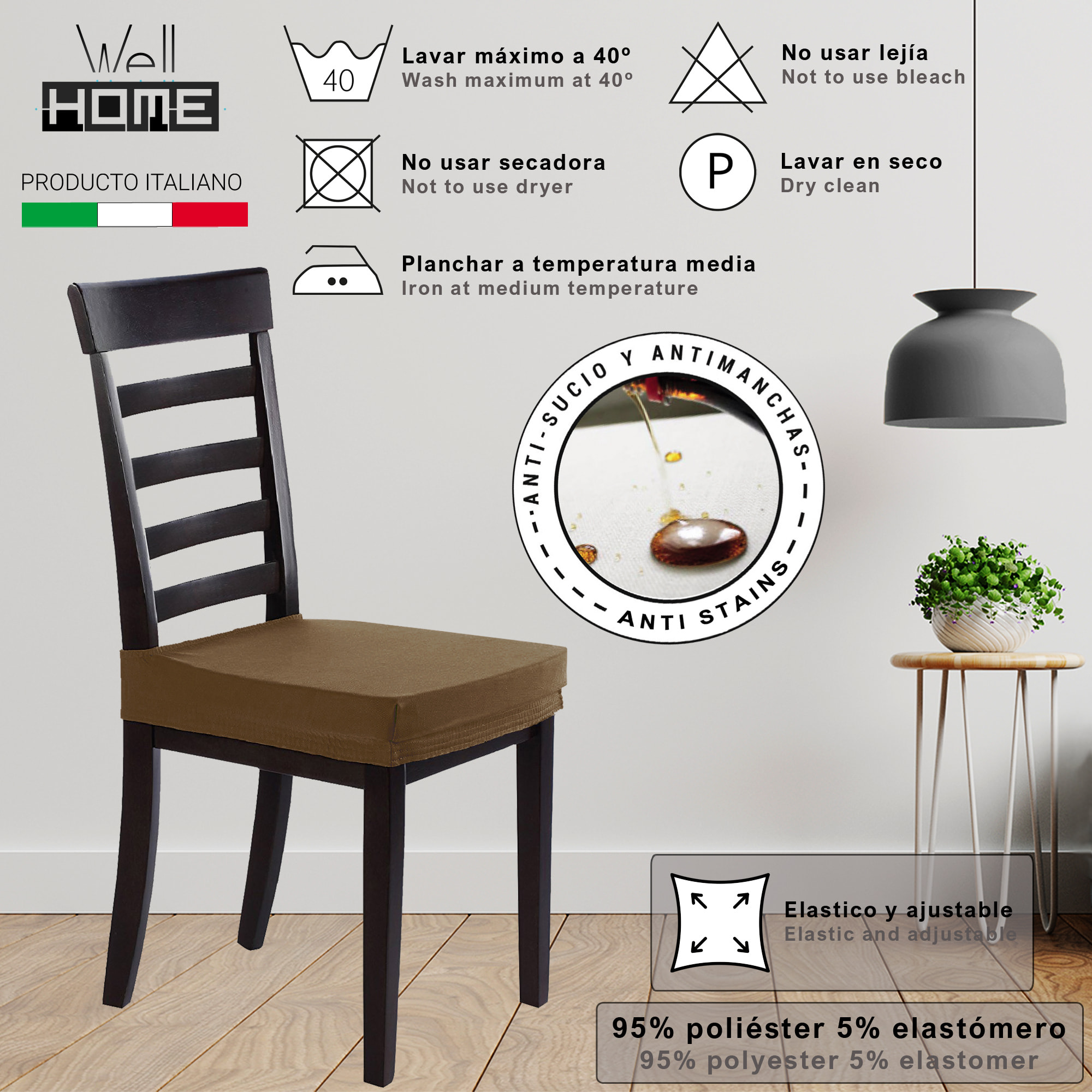 Funda de silla sin respaldo antimanchas ALBA Crema