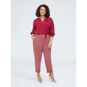 Fiorella Rubino - Blusa de viscosa con rosetón - Burgundy