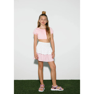 Falda Volantes Flores Patchwork