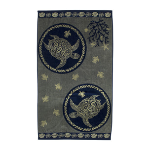 Telo Mare Spugna Jacquard Spiaggia Disegno Twin Turtle