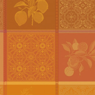 Serviette pur coton motif jacquard jaune orange Mille tutti frutti ocre