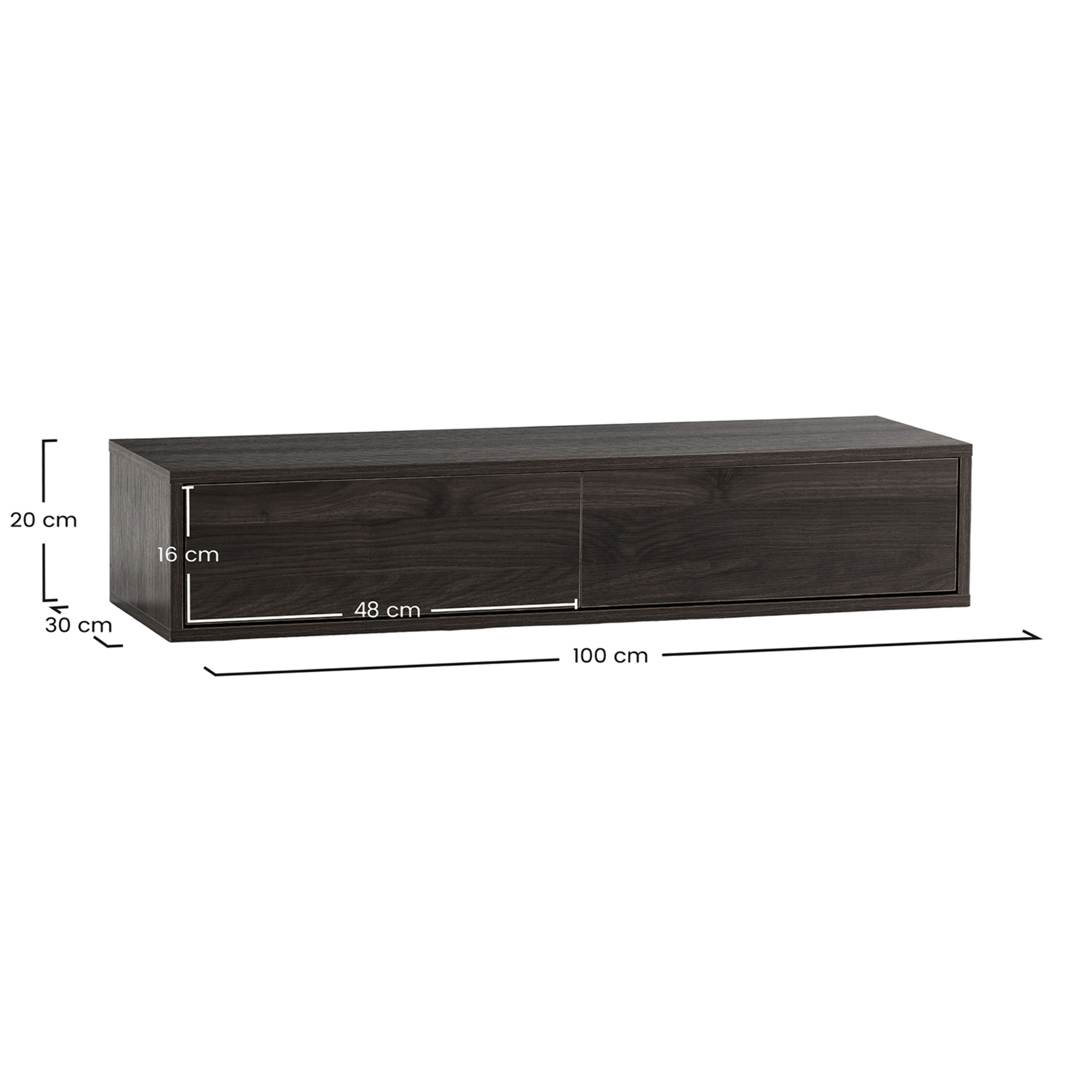 Mesa consola suspendida Auri 2 cajones efecto Nogal