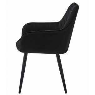 Sedia Nana in velluto nero con gambe in metallo