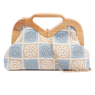 Bisenzio Bolso de mano Mujer. Fabricado en madera natural, algodón y paja trenzada.