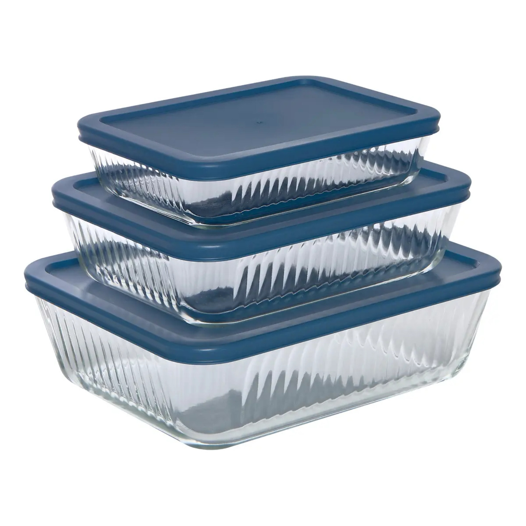 Lot de 3 plats à four en verre transparent avec couverts Essentiels rectangulaires