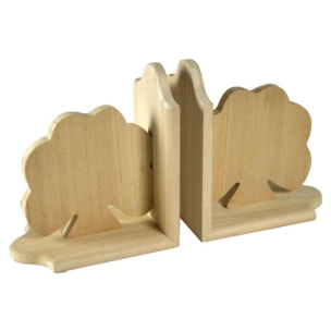 Coppia di reggilibri in legno con albero cm19x17x19
