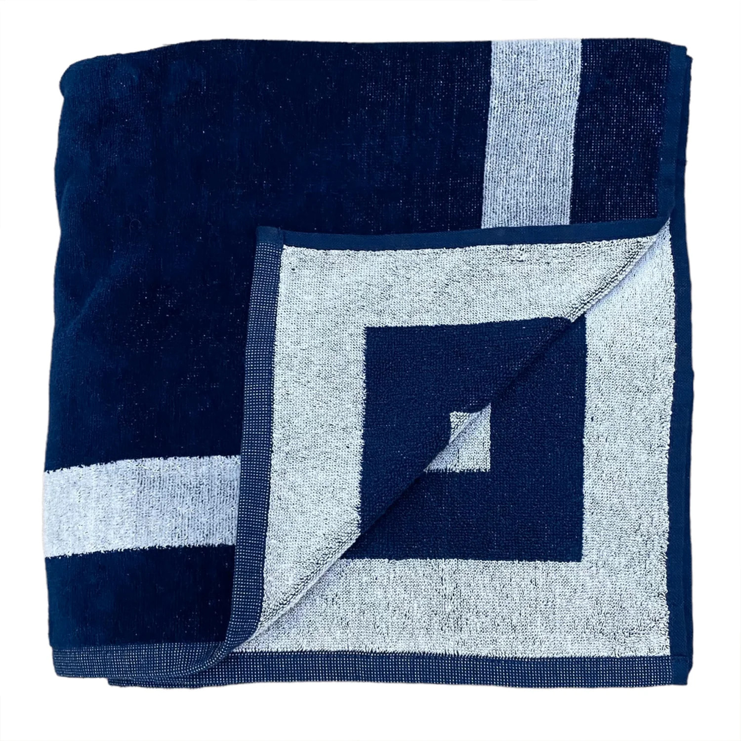Serviette de plage XL éponge velours Jacquard Bleu 140x180 400g/m² - Madison
