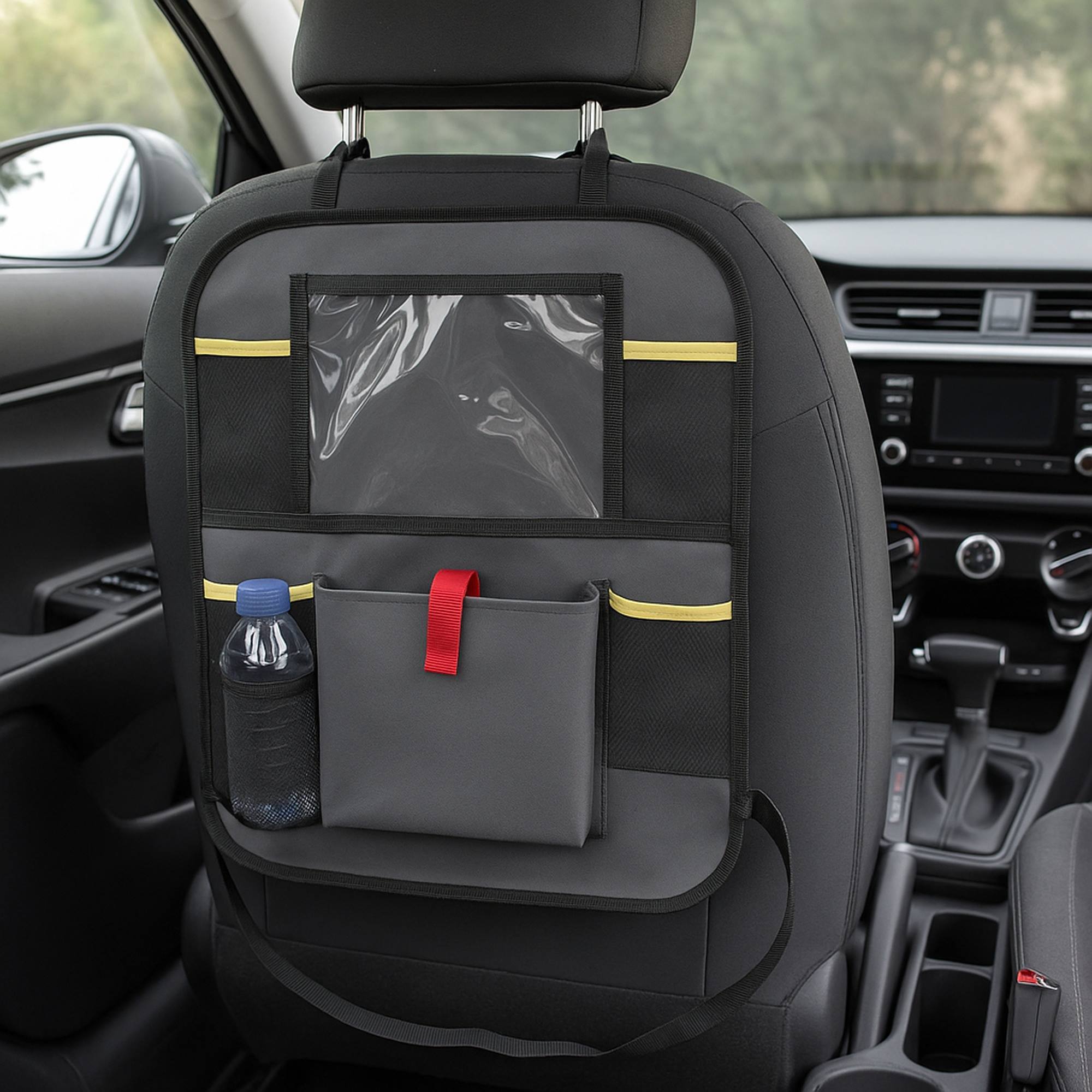 Well home bolsa de almacenamiento shell para respaldo de silla de coche gris y amarillo