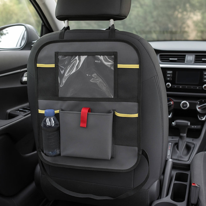 Well home bolsa de almacenamiento shell para respaldo de silla de coche gris y amarillo