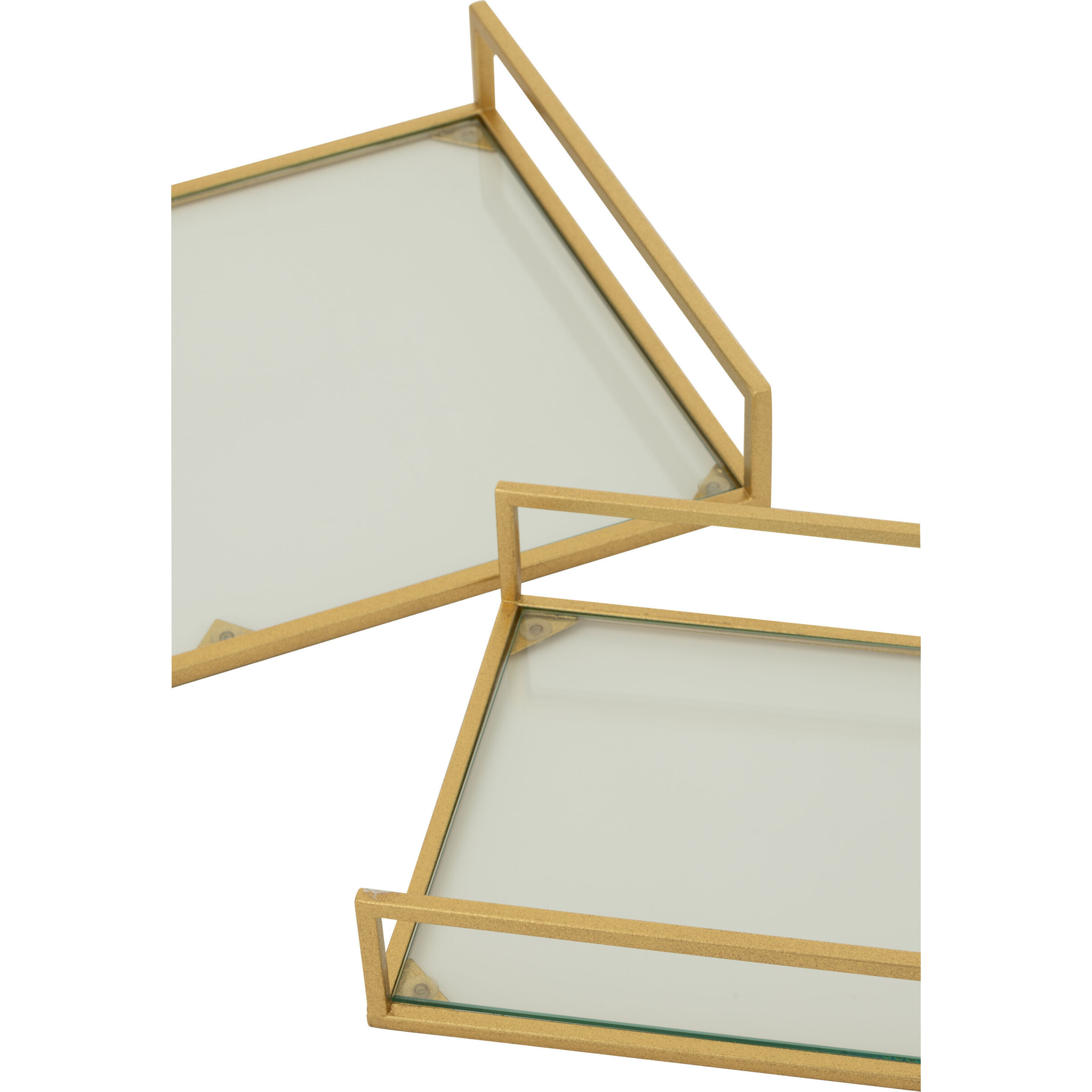 J-Line plateau - acier/verre - or - set de 2