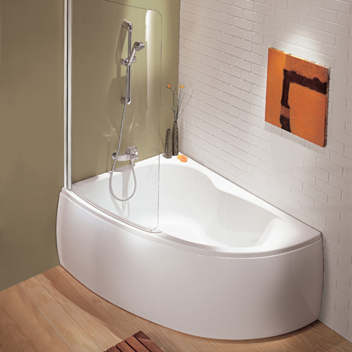 Pack baignoire d'angle 150 x 100 cm Micromega Duo version gauche  + tablier de baignoire + pare bain