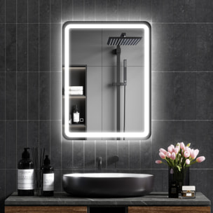 Miroir LED salle de bain réglable 34W antibué tactile dim. 60L x 80H cm