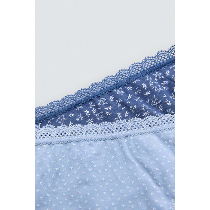Confezione da 2 mini slip stampati nei toni del blu