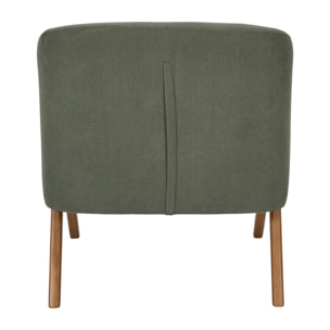 Fauteuil - HOME DECO FACTORY - Jules - Rétro Chic - Côtelé - Vert