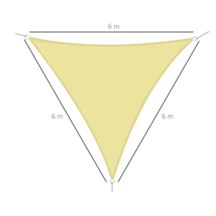 Toldo Vela Triángulo Sombrilla de Poliéster 6x6x6m Arena