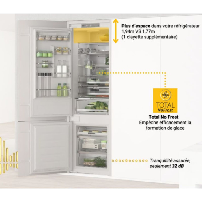 Réfrigérateur combiné encastrable WHIRLPOOL WHC20T573 SupremeSilence