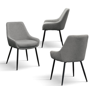 Set di 2 sedie TALLINN in tessuto grigio e gambe in metallo nero opaco, con braccioli