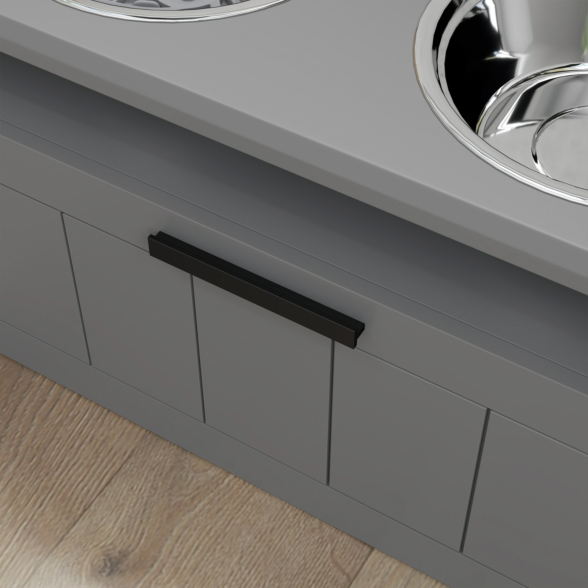 Gamelle double chien porte-gamelles surélevé anti-glouton tiroir niche gris