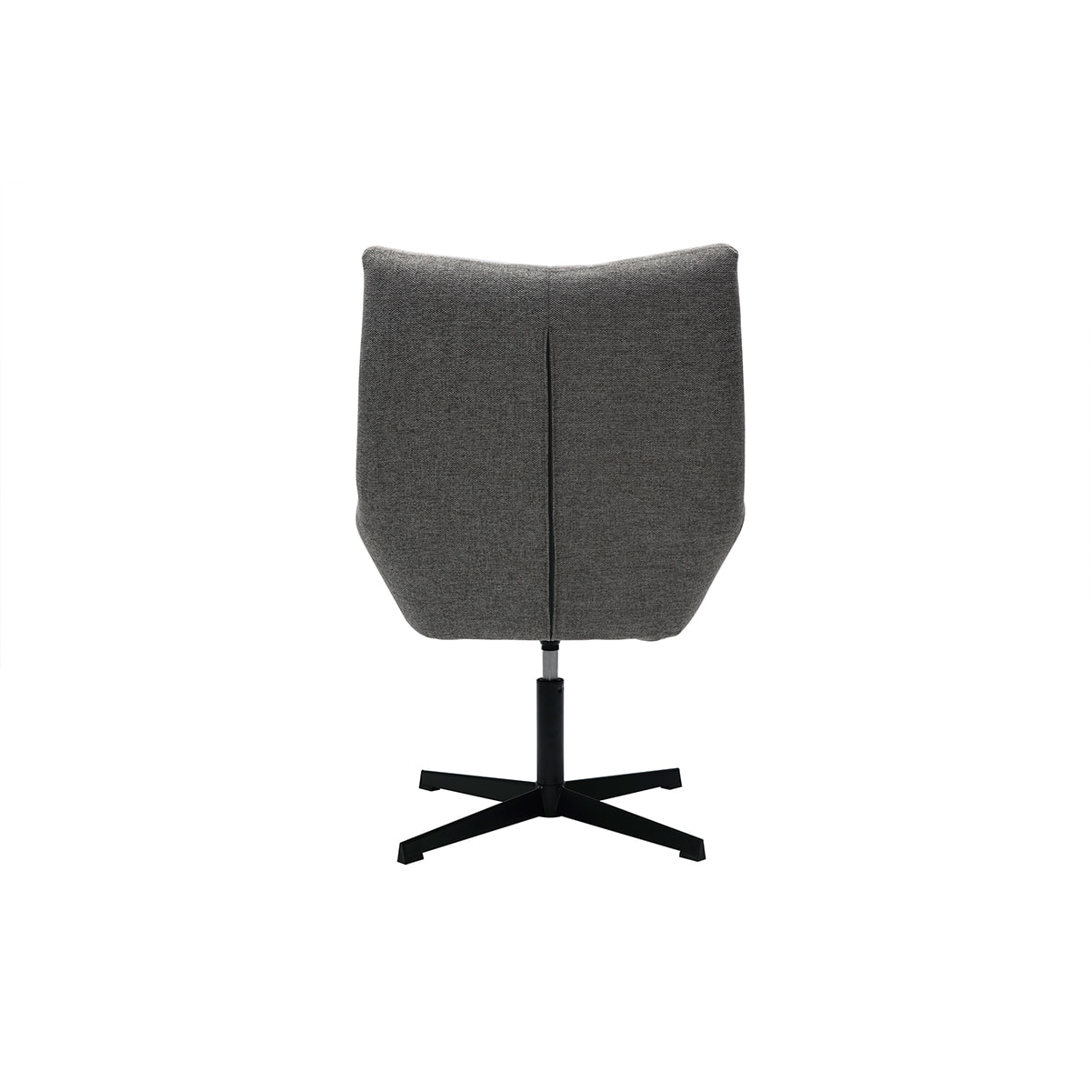 Fauteuil pivotant design en tissu effet velours texuré gris et métal noir KING