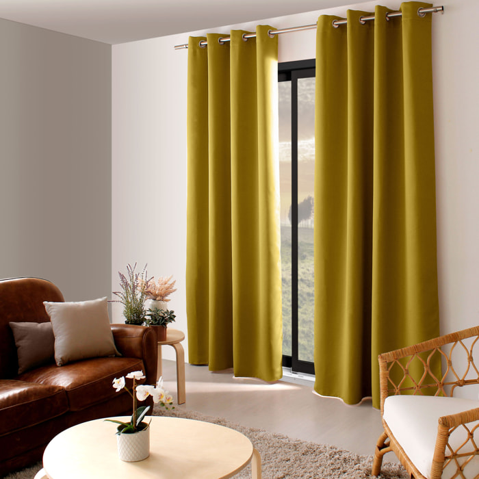 Rideau occultant uni avec 8 œillets - Bronze