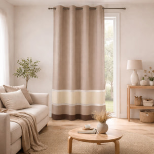 Voilage satiné rayures horizontales - Taupe