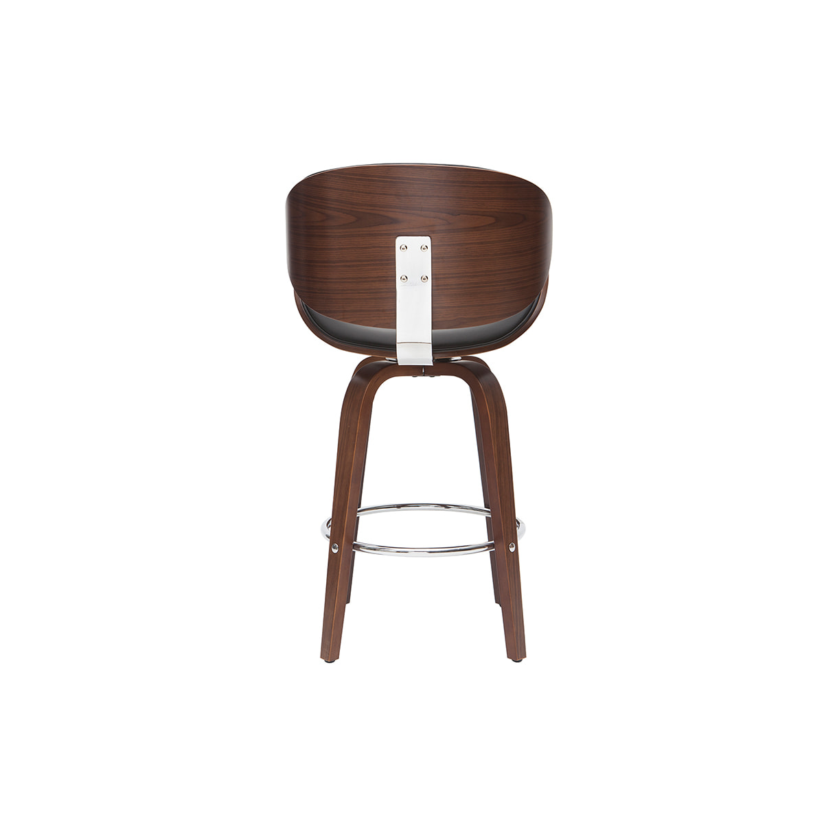 Tabouret de bar pivotant noir et bois foncé 65 cm WALNUT