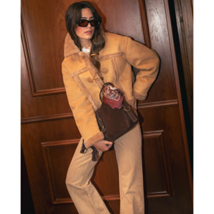 Chaqueta corta de mujer efecto piel vuelta de mujer