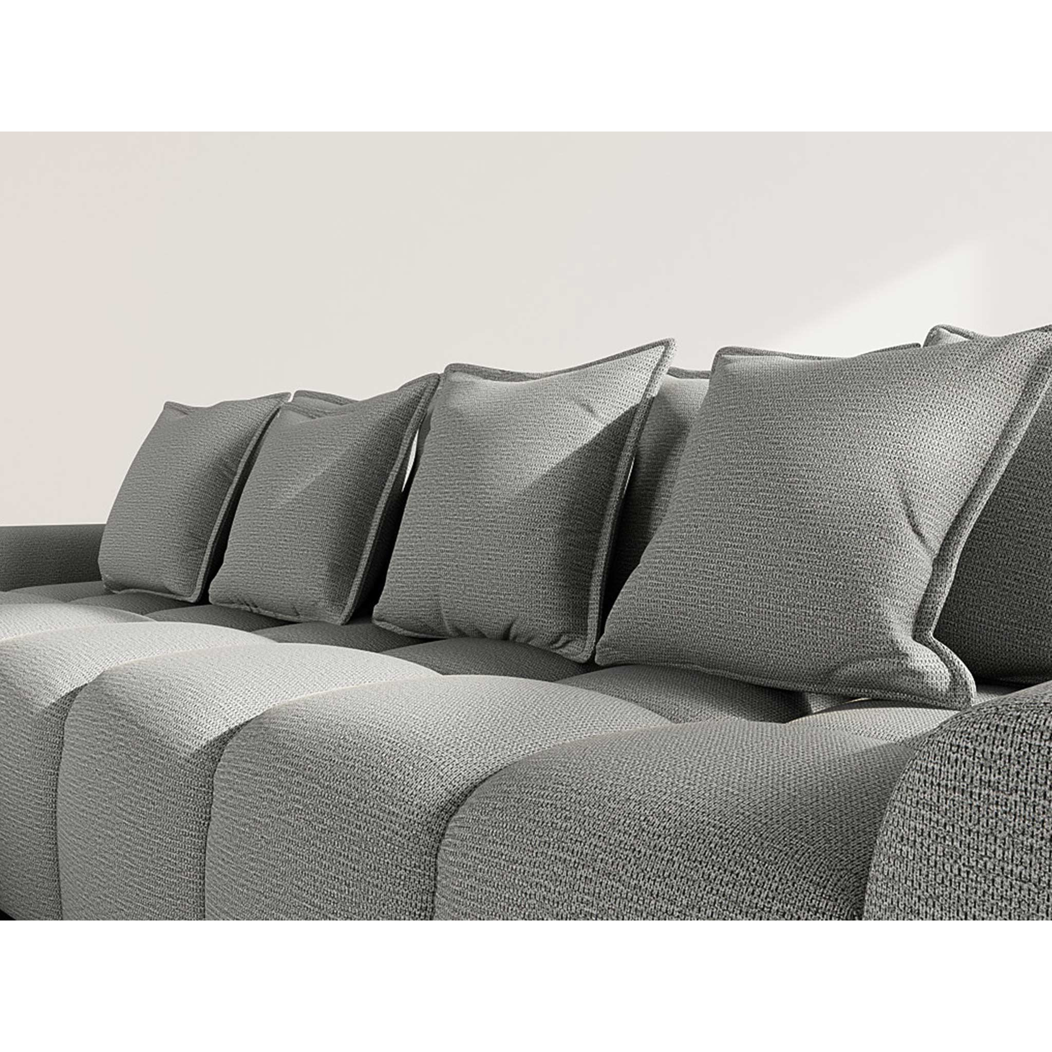 Adelaide - canapé d'angle réversible 4 places avec pouf d'appoint en tissu texturé - Gris