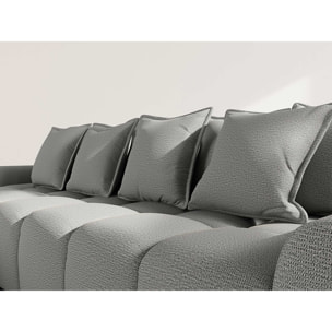 Adelaide - canapé d'angle réversible 4 places avec pouf d'appoint en tissu texturé - Gris