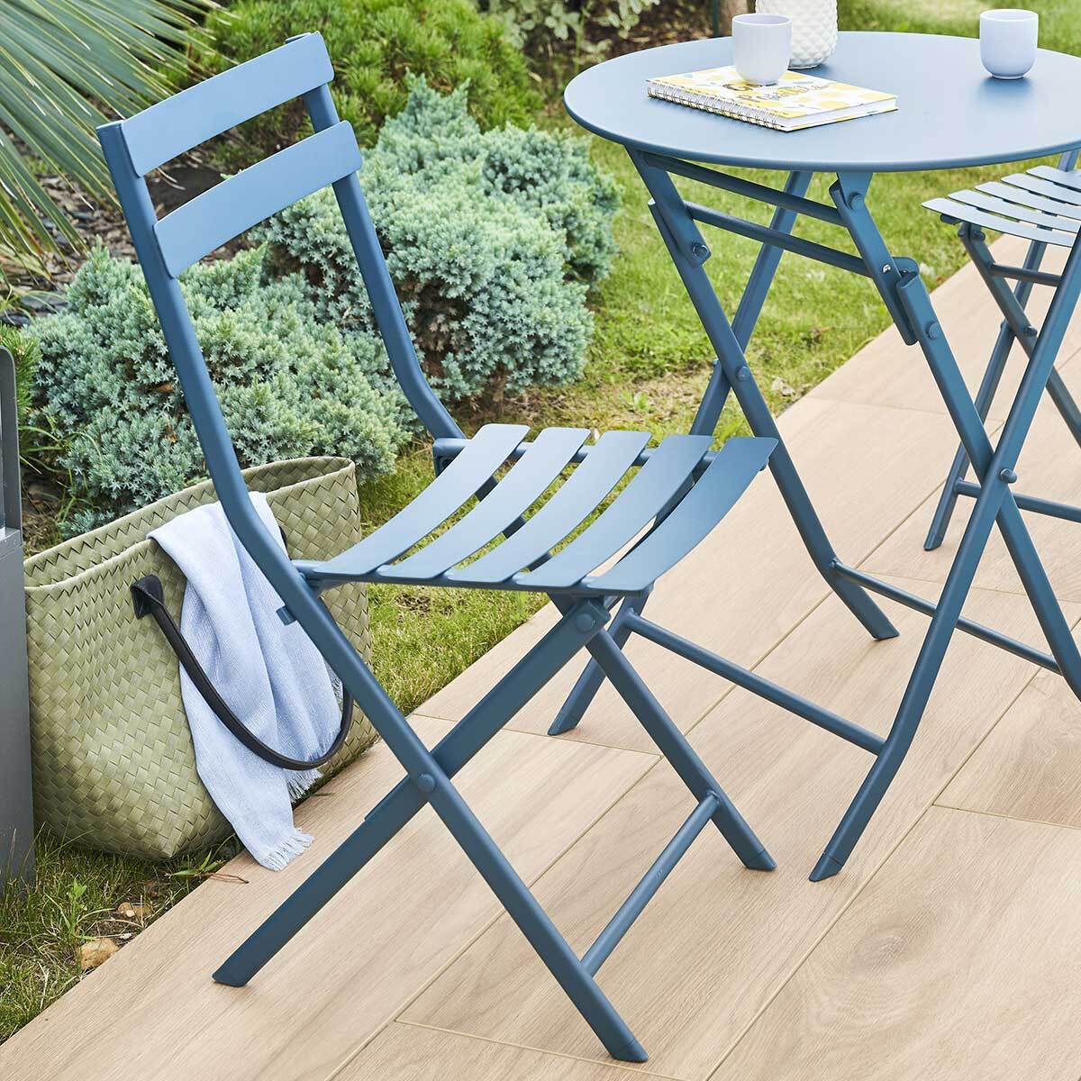 Chaise de jardin pliante "Greensboro" pétrole en acier traité époxy