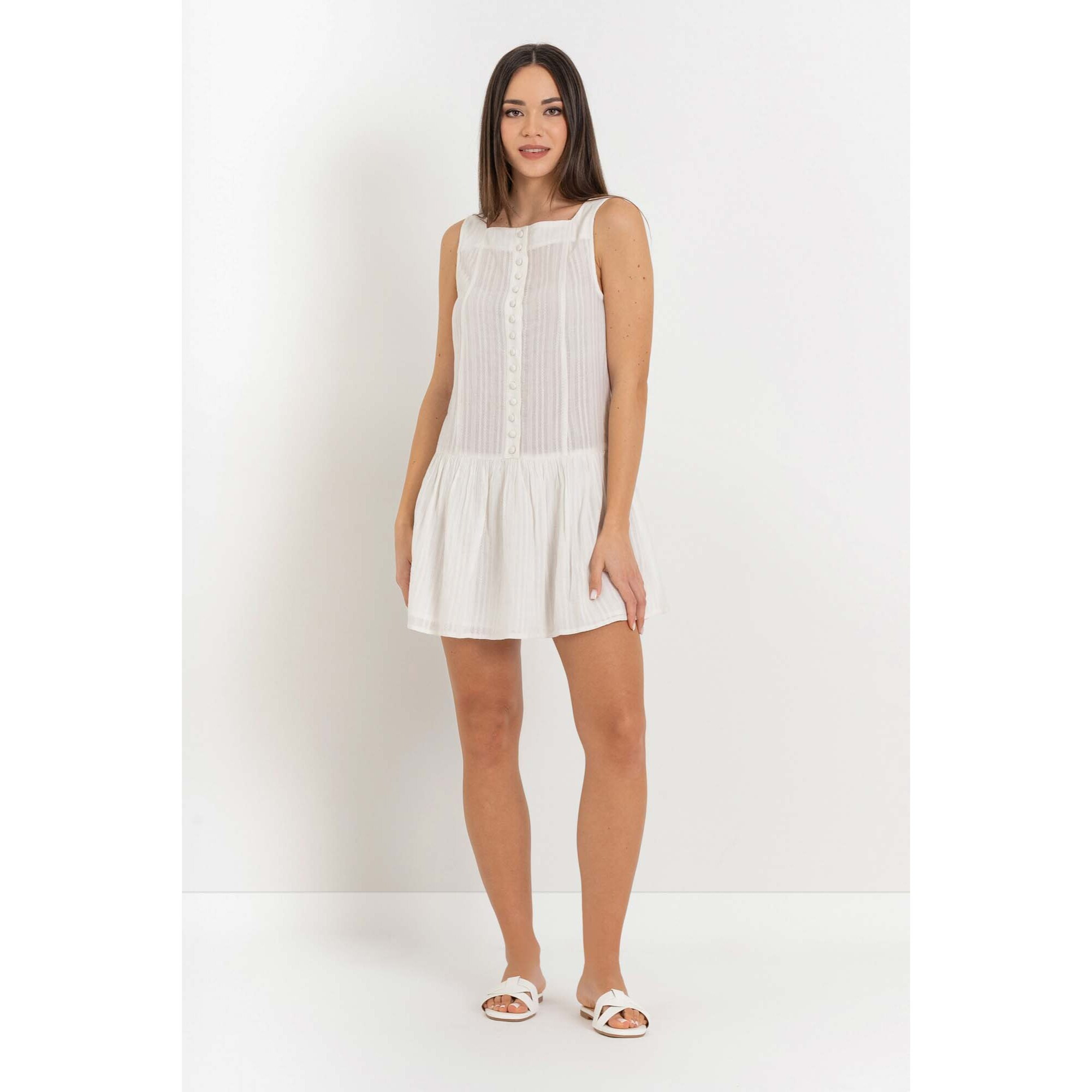 Kocca - Abito da donna smanicato in cotone con scollo squadrato Donna