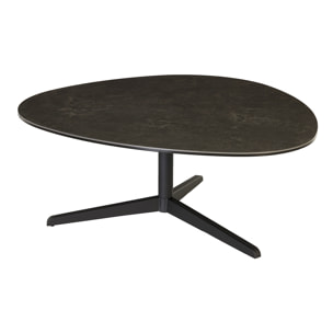 Table basse design en céramique noire et métal L100 cm LEWA