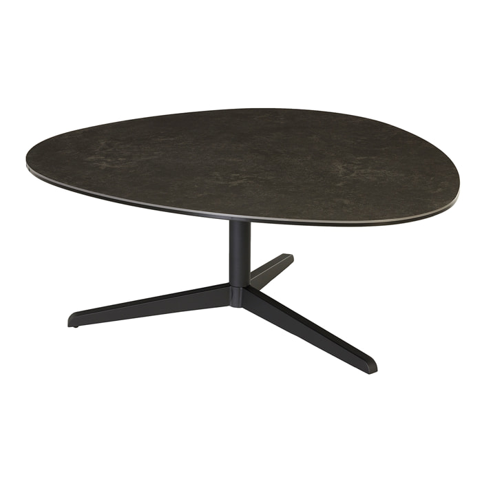 Table basse design en céramique noire et métal L100 cm LEWA