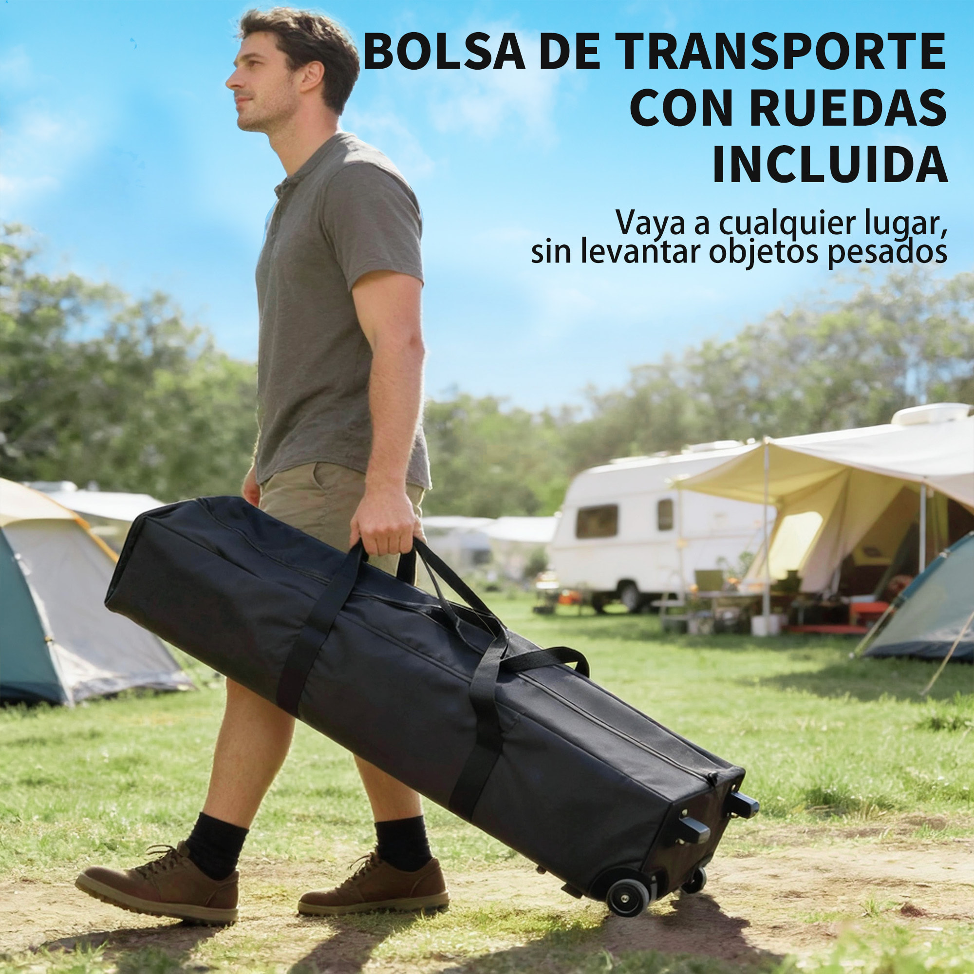 Carpa Plegable Pop-up Gazebo 4x4 m, Cenador Plegable con Bloqueo Central, UPF50+, Altura Ajustable, 4 Bolsas de Arena y Bolsa de Transporte con Ruedas, para Camping, Fiestas, Beige y Café