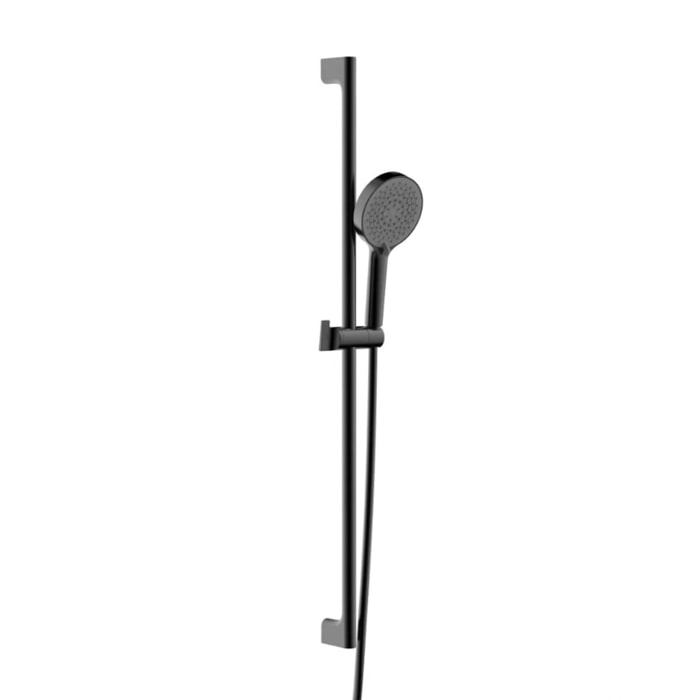 Set de douche rond - 4 fonctions - débit 11,28 l/min - garantie 5 ans - noir mat