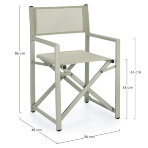 Set di 2 sedie TAYLOR in alluminio verde chiaro e textilene verde chiaro, pieghevoli
