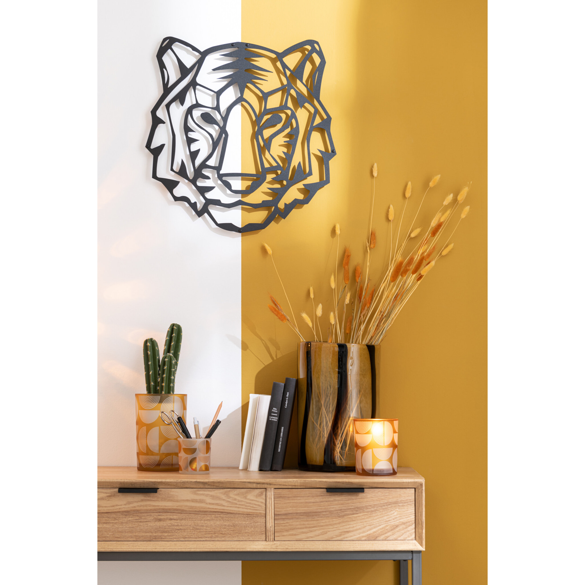 J-Line décoration murale Tigre - métal - noir