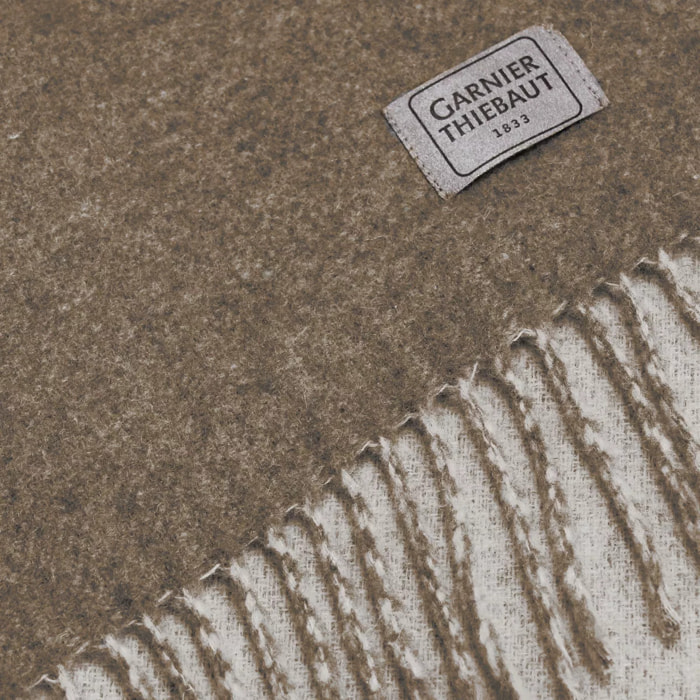 Plaid laine & autres fibres uni beige brun Duetto mocca