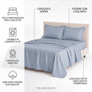 Completo lenzuola in raso di cotone - CARTA DA ZUCCHERO