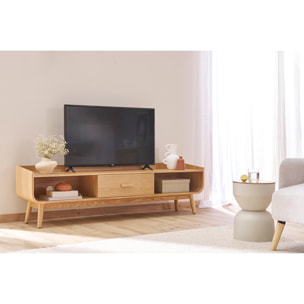 Table d'appoint ronde design avec rangement en métal grège et bois manguier massif D30 cm YOYO