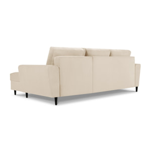 Canapé d'angle droit convertible avec coffre de rangement "Kyoto" 4 places en velours côtelé beige