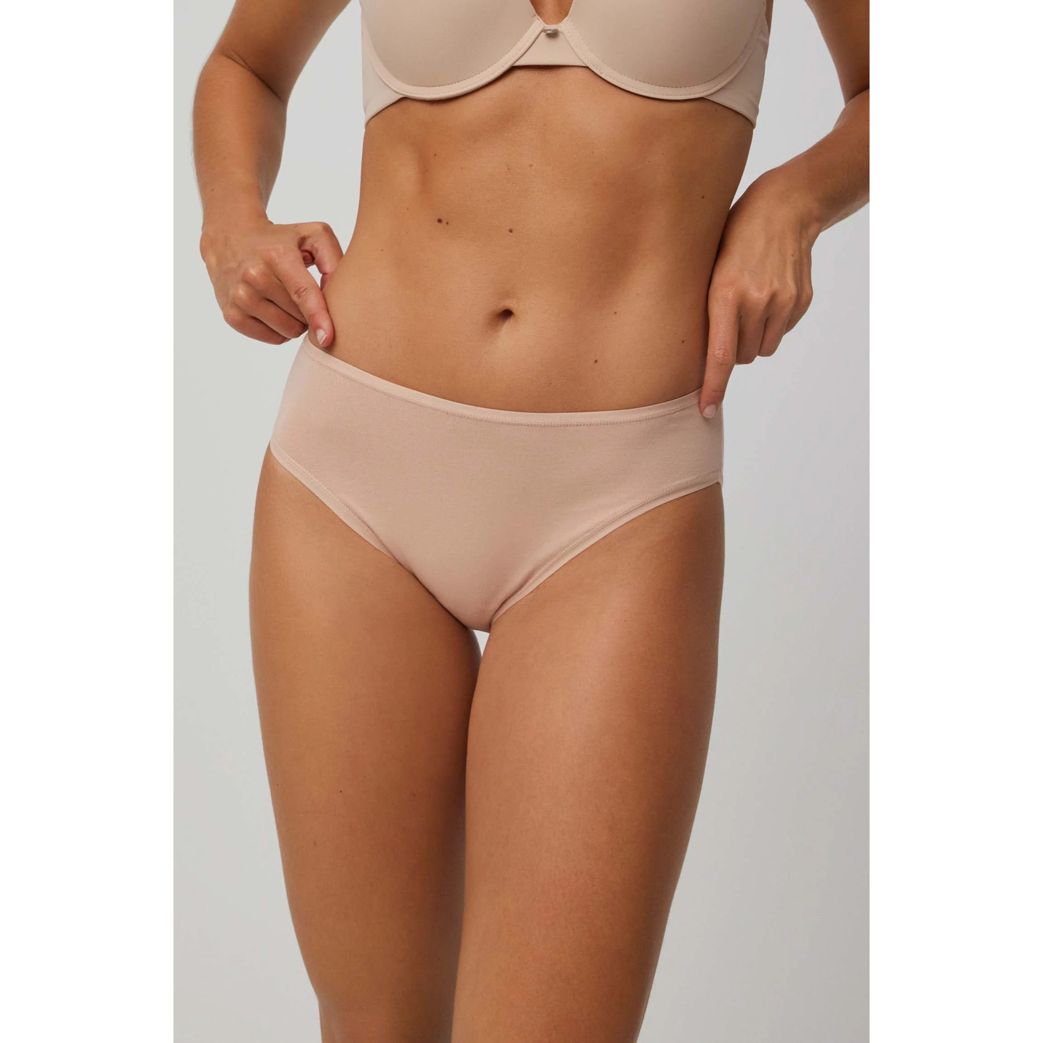 Confezione da 2 Mutandine midi basico in cotone beige