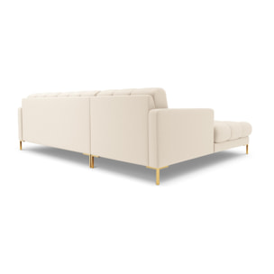 Canapé d'angle gauche "Bali" 5 places en tissu structurel beige clair