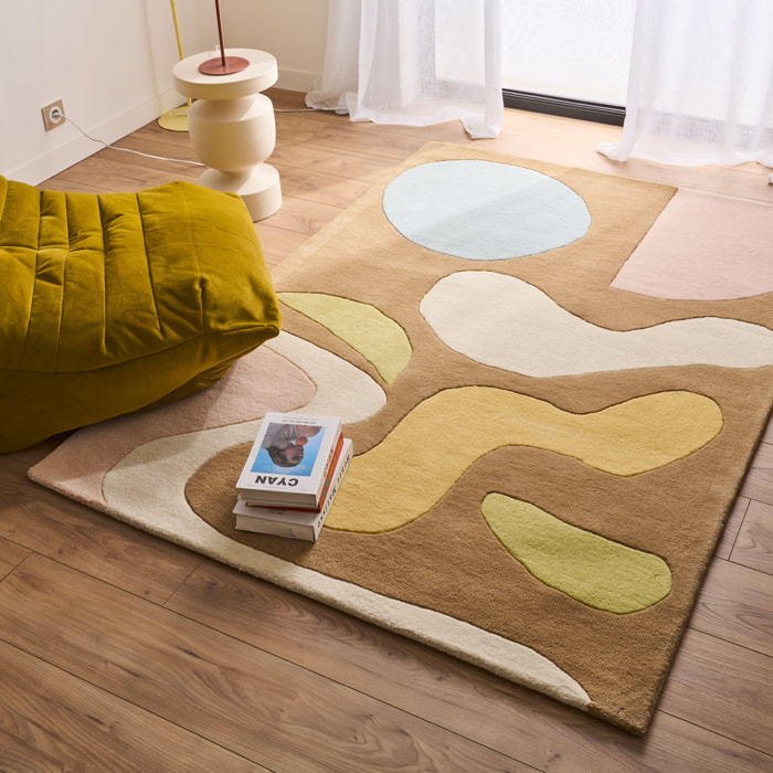 PANTONE - Tapis en laine fait main RAYON TENDRE à motif abstrait