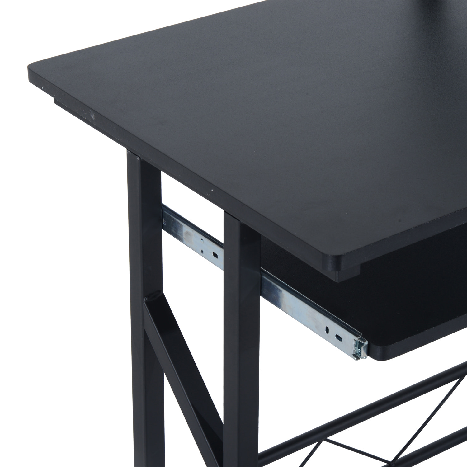 Bureau informatique compact avec étagères de rangement, table d'ordinateur en MDF, design multifonction, 90 x 50 x 100 cm, noir