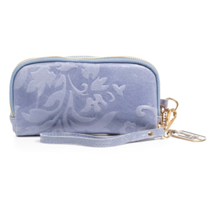 Portafoglio da donna Arnara. Vera pelle scamosciata con stampa vegetale.