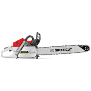 Motosierra de gasolina 2 tiempos 65cc, espada 24" 84 dientes GREENCUT GS720X