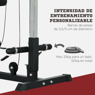 Máquina de Musculación Estación de Entrenamiento con Pedales Giratorios y Asiento Ajustable para Fitness Entrenamiento en Gimnasio Hogar Oficina Carga Máx. 110 kg 140x108x197 cm Negro