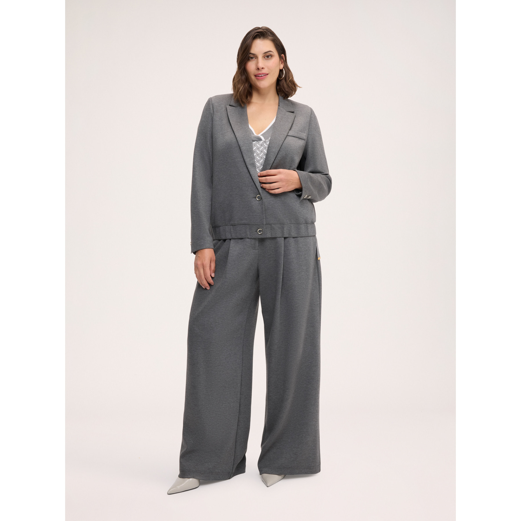 Fiorella Rubino - Blazer crop in Punto Milano - Grigio