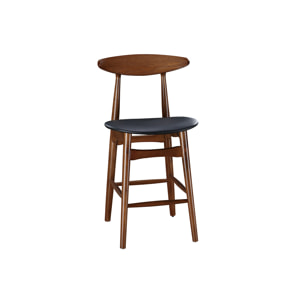 Tabouret de bar vintage noyer et PU noir 65 cm (lot de 2) WALFORD